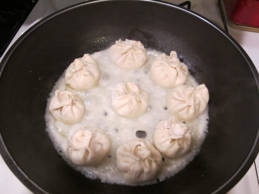 mixed flour with water in pan