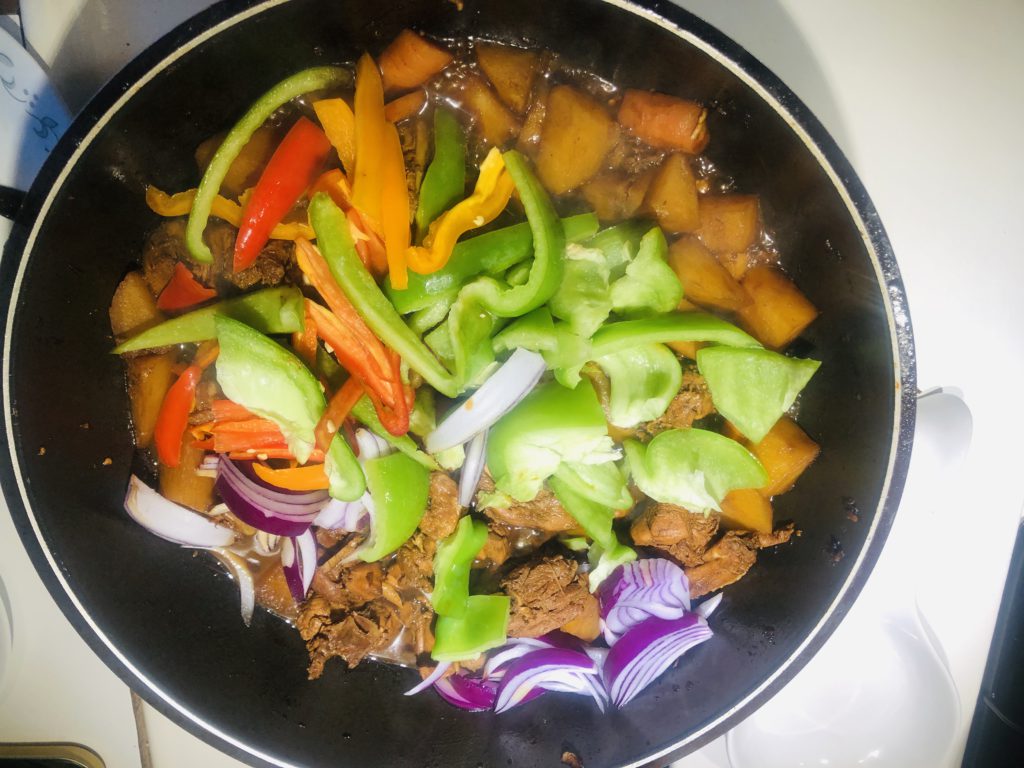 Add Onion, Green Pepper, Red and Yellow Peppers, Adjust Taste